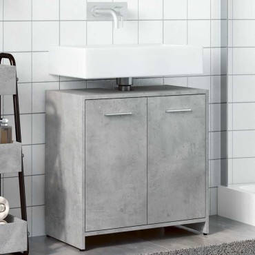 vidaXL Ντουλάπι Νιπτήρα Μπάνιου Μπετόν Γκρι 60x33x60cm Επεξ. Ξύλο 1 τεμ.