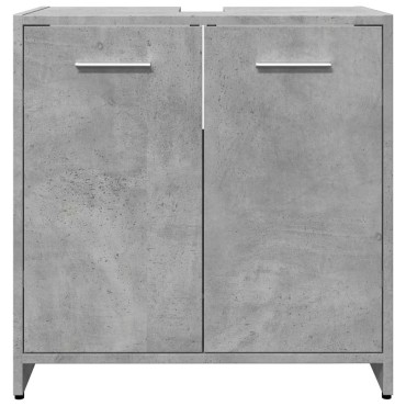vidaXL Ντουλάπι Νιπτήρα Μπάνιου Μπετόν Γκρι 60x33x60cm Επεξ. Ξύλο 1 τεμ.