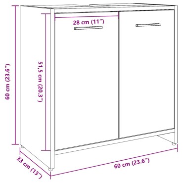vidaXL Ντουλάπι Νιπτήρα Μπάνιου Παλιό Ξύλο 60x33x60 εκ 1 τεμ.