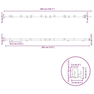 vidaXL Μηχανισμός Συρόμενης Μεσόπορτας Ασημί 366 εκ. Ανοξείδωτο Ατσάλι