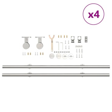vidaXL Μηχανισμός Συρόμενης Μεσόπορτας Ασημί 366 εκ. Ανοξείδωτο Ατσάλι