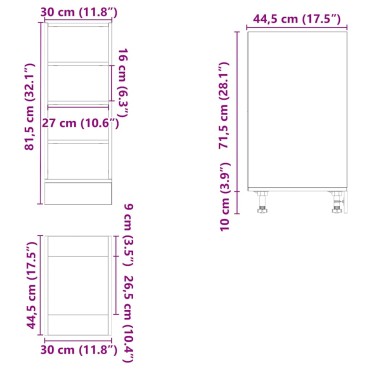 vidaXL Κάτω ντουλάπι Riga καπνιστή δρυς 30x44,5x81,5cm