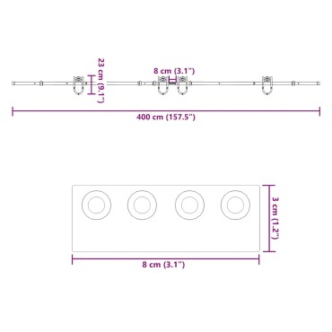 vidaXL Μηχανισμός Συρόμενης Μεσόπορτας Μαύρος 400 εκ. Ατσάλινος