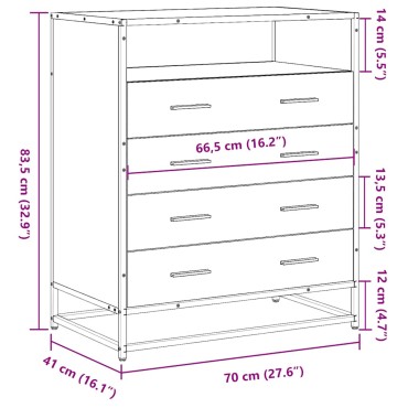 vidaXL Συρταριέρα Sonoma Δρυς 70x41x83,5cm από Επεξεργασμένο Ξύλο 1 τεμ.