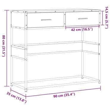 vidaXL Τραπέζι Κονσόλα Καπνιστή Δρυς 90x35x80cm Επεξεργασμένο Ξύλο 1 τεμ.