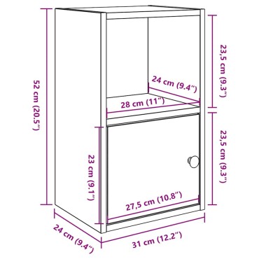 vidaXL Βιβλιοθήκη Γκρι Σκυροδέματος 31x24x52cm Επεξεργ. Ξύλο 1 τεμ.