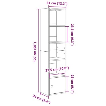 vidaXL Βιβλιοθήκη Sonoma Δρυς 31x24x127cm από Επεξεργασμένο Ξύλο 1 τεμ.