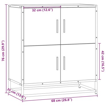 vidaXL Συρταριέρα καφέ δρυς 68x35x76cm Κατασκευασμένο ξύλο 1 τεμ.