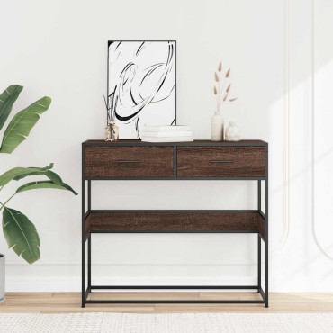 vidaXL Τραπέζι Κονσόλα Καφέ Δρυς 90x35x80cm Επεξεργασμένο Ξύλο 1 τεμ.