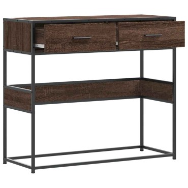 vidaXL Τραπέζι Κονσόλα Καφέ Δρυς 90x35x80cm Επεξεργασμένο Ξύλο 1 τεμ.
