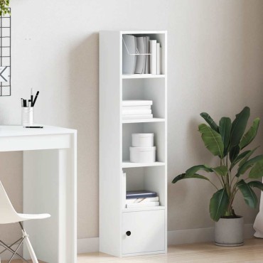 vidaXL Βιβλιοθήκη Λευκή 31x24x127cm από Επεξεργασμένο Ξύλο 1 τεμ.