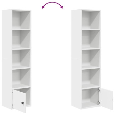 vidaXL Βιβλιοθήκη Λευκή 31x24x127cm από Επεξεργασμένο Ξύλο 1 τεμ.