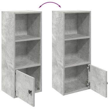vidaXL Βιβλιοθήκη Γκρι Σκυροδέματος 31x24x77cm Επεξεργ. Ξύλο 1 τεμ.