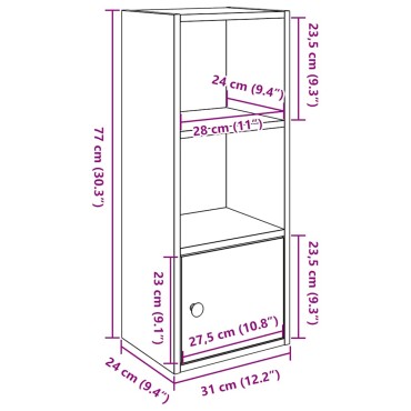 vidaXL Βιβλιοθήκη Γκρι Sonoma 31x24x77cm από Επεξεργ. Ξύλο 1 τεμ.