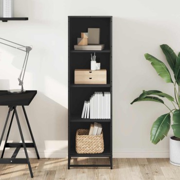 vidaXL Βιβλιοθήκη με 5 Ράφια Μαύρη 40x35x139cm Επεξεργασμένο Ξύλο 1 τεμ.