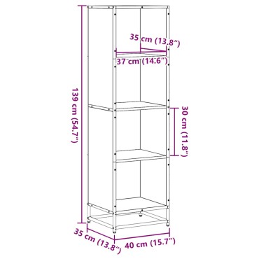 vidaXL Βιβλιοθήκη Καπνιστή Δρυς 40x35x139cm από Επεξεργασμένο Ξύλο 1 τεμ.