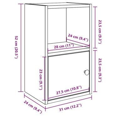 vidaXL Βιβλιοθήκη Γκρι Sonoma 31x24x52cm από Επεξεργ. Ξύλο 1 τεμ.