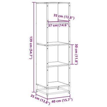 vidaXL Βιβλιοθήκη Καφέ Δρυς 40x35x139cm από Επεξεργασμένο Ξύλο 1 τεμ.