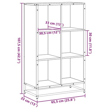vidaXL Βιβλιοθήκη Καπνιστή Δρυς 65,5x33x107,5cm από Επεξεργασμένο Ξύλο 1 τεμ.