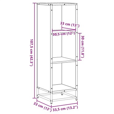 vidaXL Βιβλιοθήκη Μαύρο 33,5x33x107,5cm από Επεξεργασμένο Ξύλο 1 τεμ.
