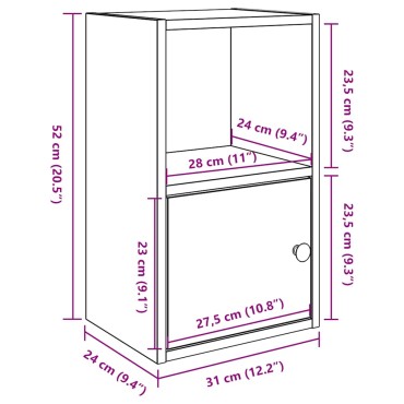 vidaXL Βιβλιοθήκη Καπνιστή Δρυς 31x24x52cm από Επεξεργασμένο Ξύλο 1 τεμ.