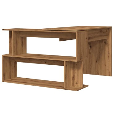 vidaXL Γραφείο Γωνιακό Τεχνίτης Δρυς 200,5x50x76cm Επεξεργασμένο Ξύλο 1 τεμ.