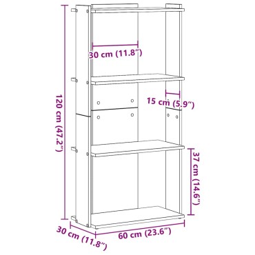 vidaXL Βιβλιοθήκη 3 επιπέδων Λευκό 60x30x120cm Ξύλινη κατασκευή 1 τεμ.