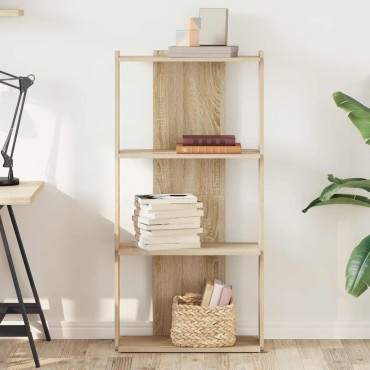 vidaXL Βιβλιοθήκη 3 Επιπέδων Sonoma Δρυς 60x30x120cm Επεξεργ. Ξύλο 1 τεμ.