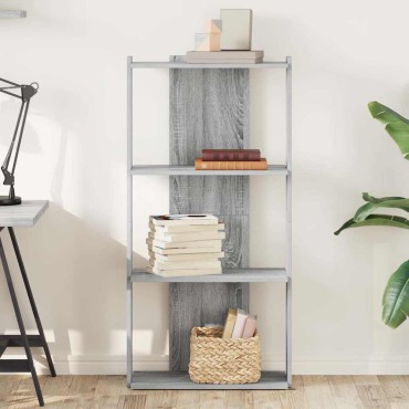 vidaXL Βιβλιοθήκη 3 Επιπέδων Γκρι Sonoma 60x30x120cm Επεξεργ. Ξύλο 1 τεμ.