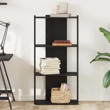 vidaXL Βιβλιοθήκη 3 Επιπέδων Μαύρη 60x30x120cm Επεξεργασμένο Ξύλο 1 τεμ.