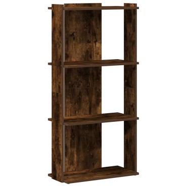 vidaXL Βιβλιοθήκη 3 Επιπέδων Καπνιστή Δρυς 60x30x120cm Επεξεργ. Ξύλο 1 τεμ.