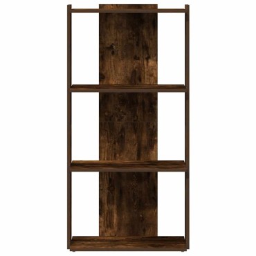 vidaXL Βιβλιοθήκη 3 Επιπέδων Καπνιστή Δρυς 60x30x120cm Επεξεργ. Ξύλο 1 τεμ.