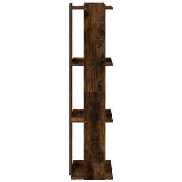 vidaXL Βιβλιοθήκη 3 Επιπέδων Καπνιστή Δρυς 60x30x120cm Επεξεργ. Ξύλο 1 τεμ.
