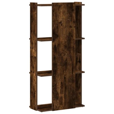 vidaXL Βιβλιοθήκη 3 Επιπέδων Καπνιστή Δρυς 60x30x120cm Επεξεργ. Ξύλο 1 τεμ.