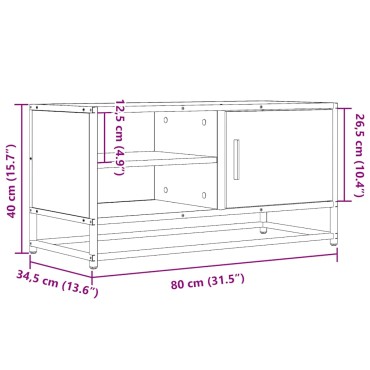 vidaXL Έπιπλο Τηλεόρασης Μαύρο 80x34,5x40cm Επεξεργ. Ξύλο / Μέταλλο