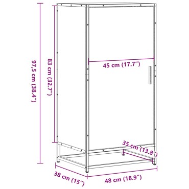 vidaXL Παπουτσοθήκη Μαύρο 48x38x97,5cm από Επεξεργασμένο Ξύλο