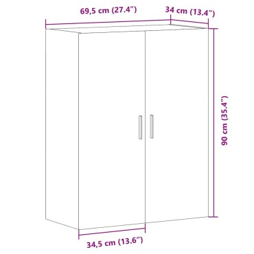 vidaXL Ντουλάπι Τοίχου Δρυς τεχνίτης 69,5x34x90cm 1 τεμ.