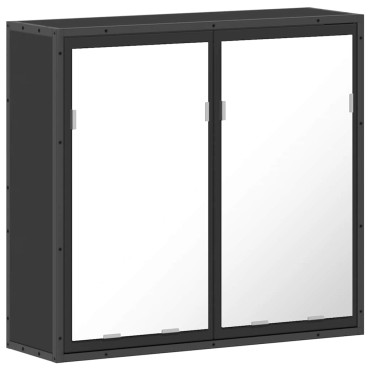 vidaXL Καθρέφτης Μπάνιου με Ντουλάπι Μαύρος 65x20x60cm Επεξ. Ξύλο 1 τεμ.