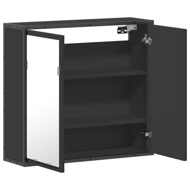 vidaXL Καθρέφτης Μπάνιου με Ντουλάπι Μαύρος 65x20x60cm Επεξ. Ξύλο 1 τεμ.
