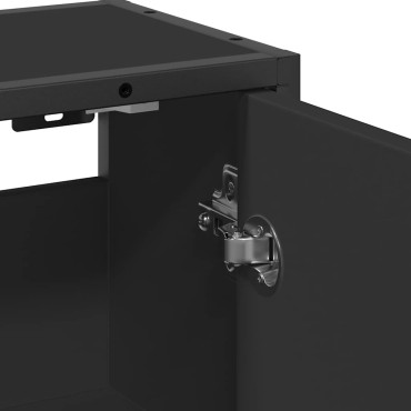 vidaXL Καθρέφτης Μπάνιου με Ντουλάπι Μαύρος 65x20x60cm Επεξ. Ξύλο 1 τεμ.