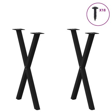 vidaXL Πόδια τραπεζαρίας σε σχήμα Χ 2 τεμ. Μαύρο 57x(72-73) cm