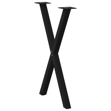 vidaXL Πόδια τραπεζαρίας σε σχήμα Χ 2 τεμ. Μαύρο 57x(72-73) cm