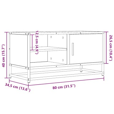 vidaXL Έπιπλο Τηλεόρασης Καπνιστή Δρυς 80x34,5x40cm Επεξ. Ξύλο/Μέταλλο