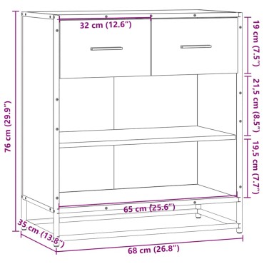 vidaXL Συρταριέρα Γκρι sonoma 68x35x76cm Ξύλινο μηχανουργικό ξύλο 1 τεμ.
