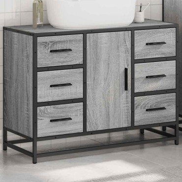 vidaXL Ντουλάπι Μπάνιου Νιπτήρα Γκρι Sonoma 80x33x60cm Επεξ. Ξύλο