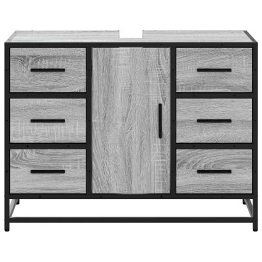 vidaXL Ντουλάπι Μπάνιου Νιπτήρα Γκρι Sonoma 80x33x60cm Επεξ. Ξύλο