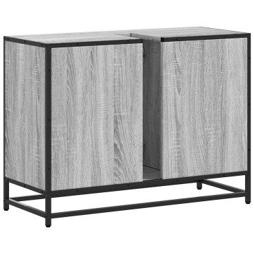 vidaXL Ντουλάπι Μπάνιου Νιπτήρα Γκρι Sonoma 80x33x60cm Επεξ. Ξύλο