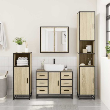 vidaXL Ντουλάπι Μπάνιου Νιπτήρα Sonoma Δρυς 80x33x60cm Επεξ. Ξύλο