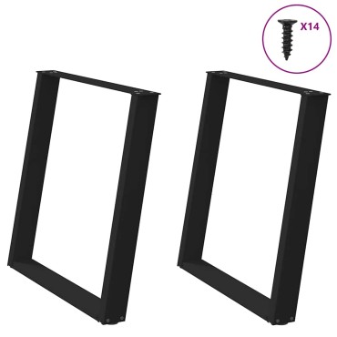 vidaXL Πόδια τραπεζαρίας σχήμα U 2 τεμ. Μαύρο 80x(72-73)cm Χάλυβας