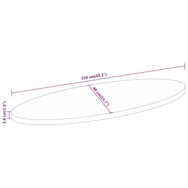vidaXL Επιφάνεια Τραπεζιού Οβάλ 110x40x3,8cm Μασίφ Ξύλο Μάνγκο 1 τεμ.